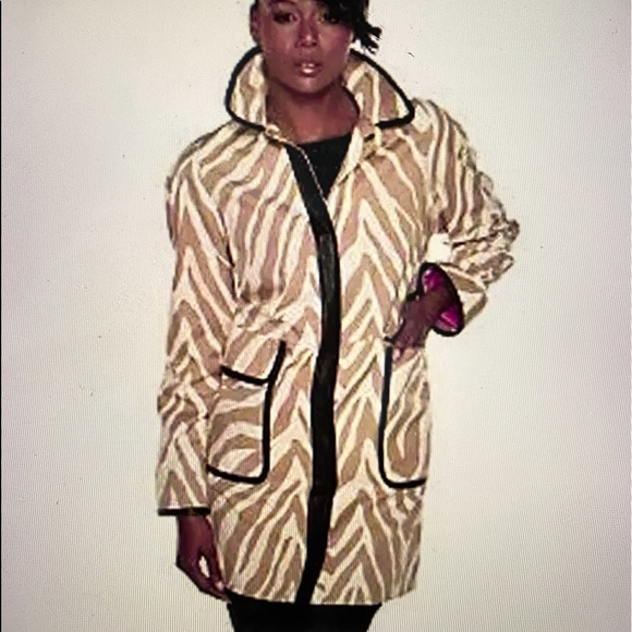 NWOT Isaac Mizrahi Tan Cream Animal Print Coat XS - Picture 4 of 4